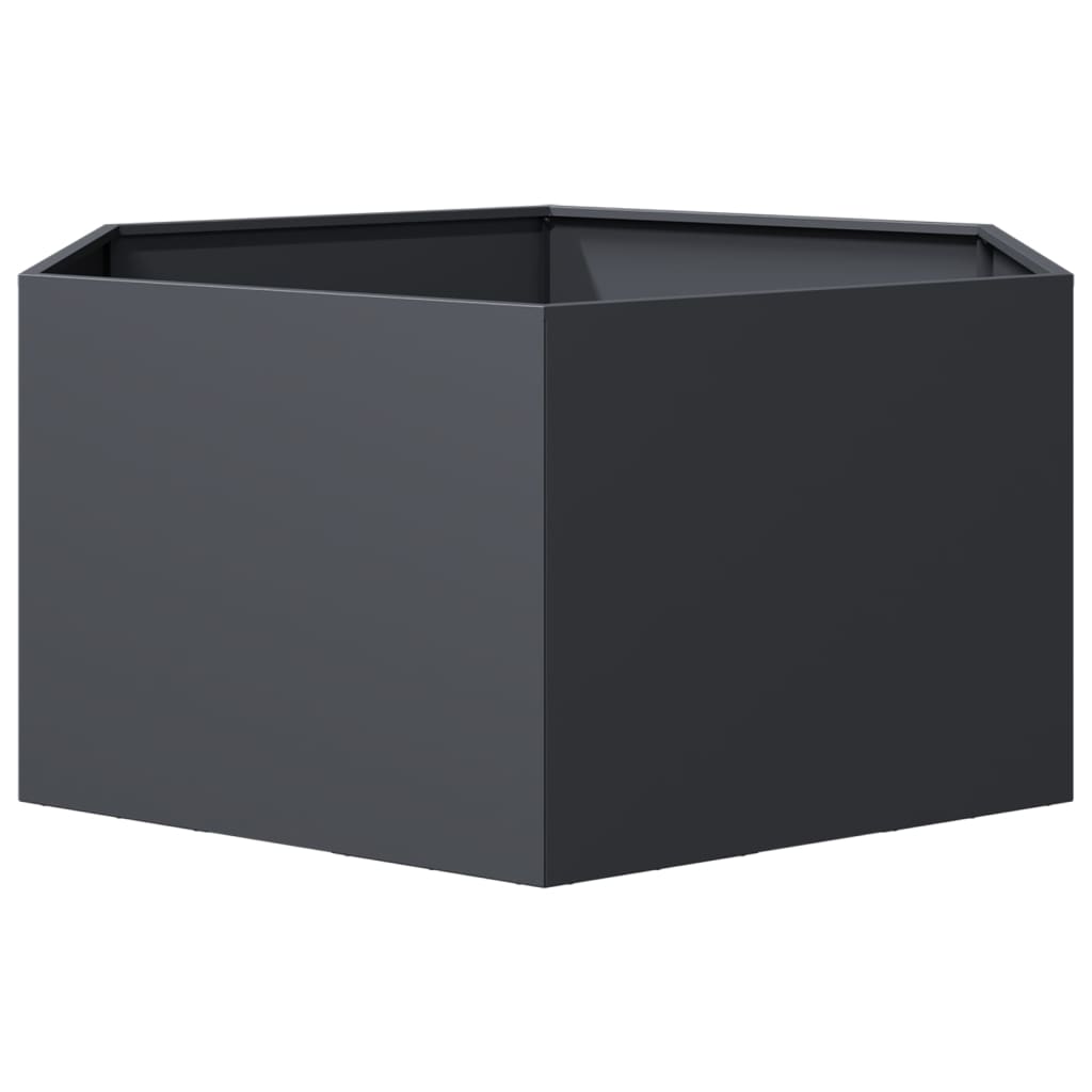 Vrtna sadilica antracit šesterokutna 104x90x45 cm čelična