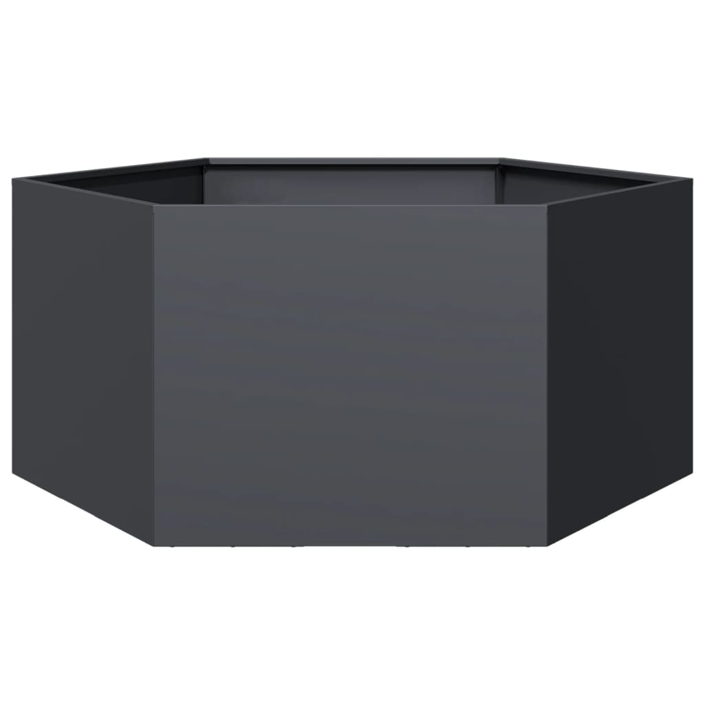 Vrtna sadilica antracit šesterokutna 104x90x45 cm čelična