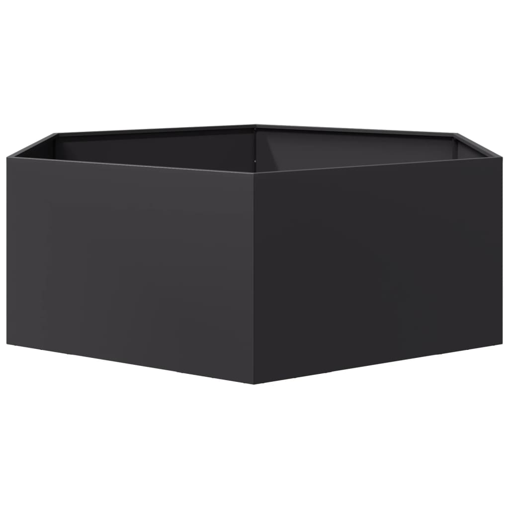 Vrtna sadilica crna šesterokutna 138 x 120 x 45 cm čelična