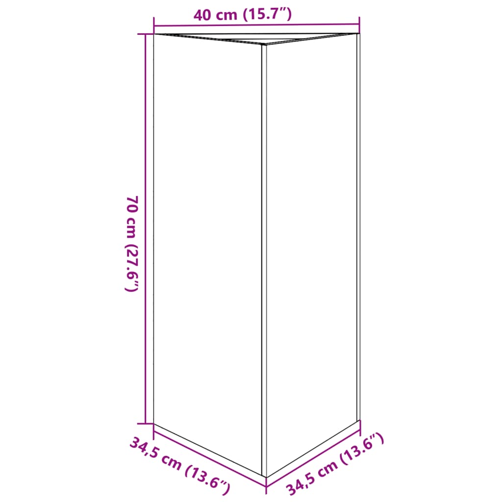 Vrtna sadilica antracit trokutasta 40 x 34,5 x 75 cm čelična