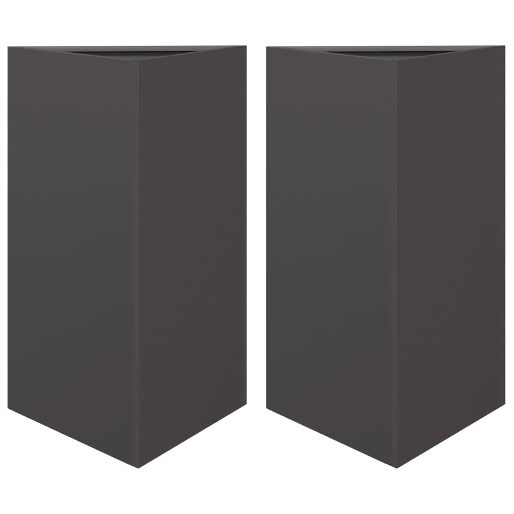 Vrtne sadilice 2 kom crne trokutaste 50x43x75 cm čelične