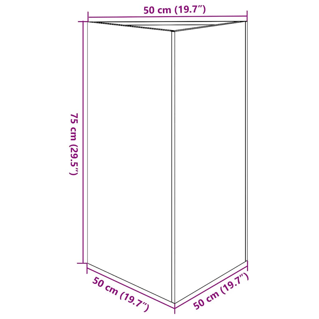 Vrtne žardinjere 2 kom trokutaste 50x43x75 cm Pohabani čelik