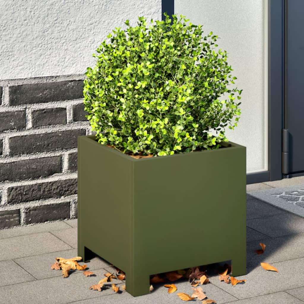 Vrtne sadilice 2 kom maslinastozelene 30x30x30 cm čelične