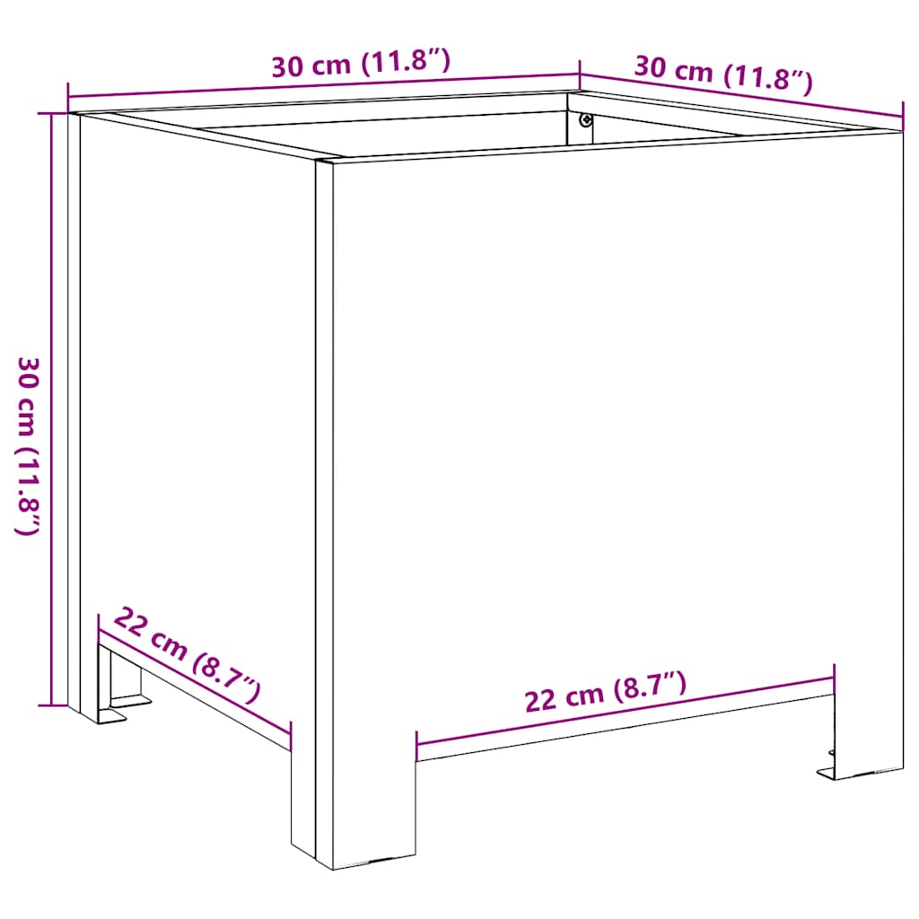 Vrtne sadilice 2 kom 30x30x30 cm od pocinčanog čelika