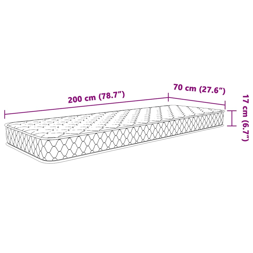 Madrac od memorijske pjene bijeli 70 x 200 x 17 cm mekan