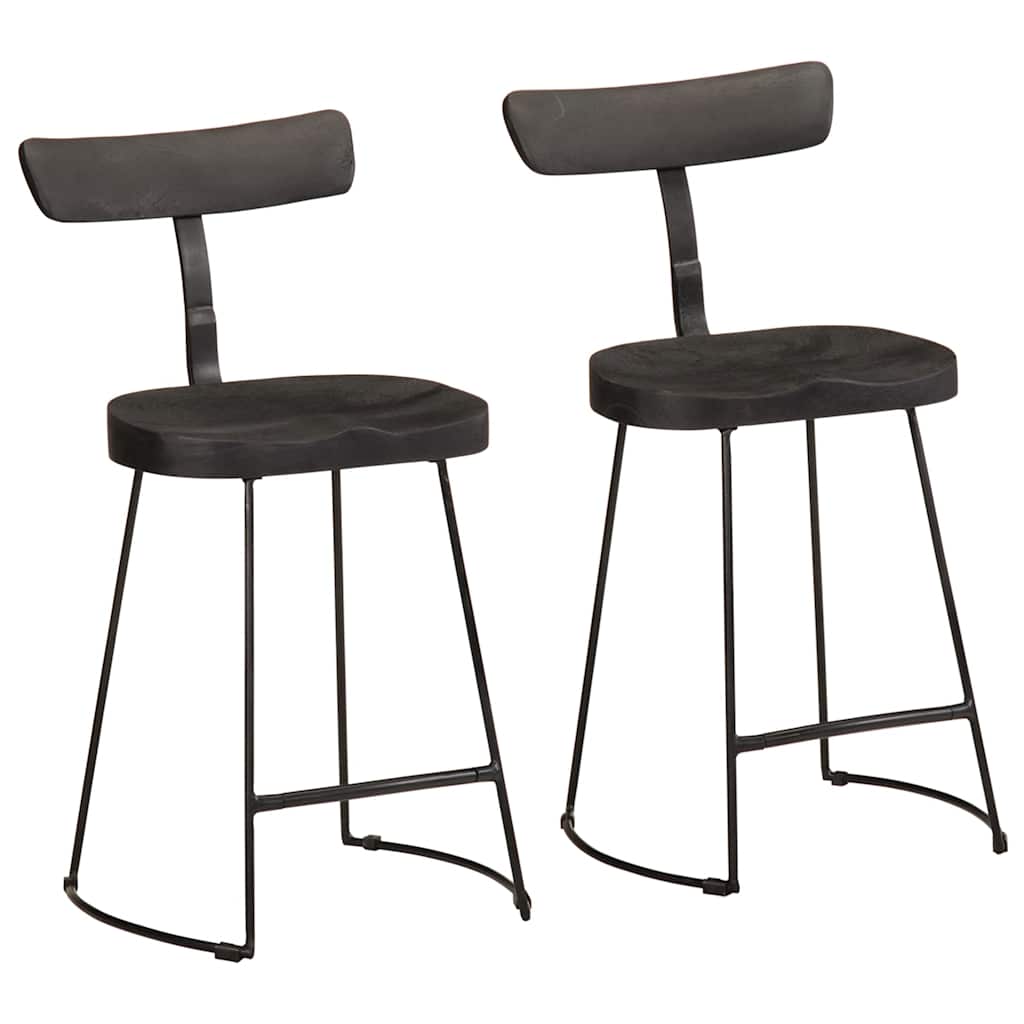 Barski stolci 2 kom crni 49x43x79 cm masivnog drva manga