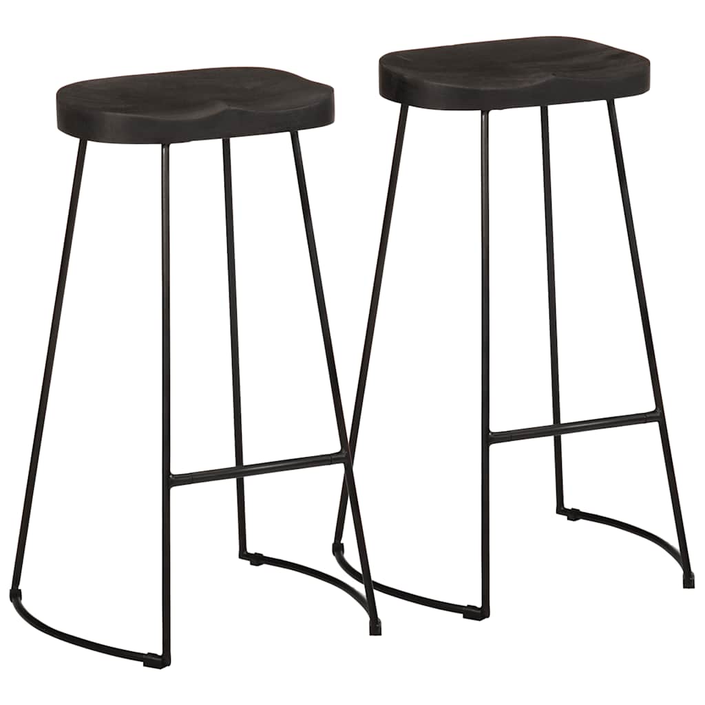 Barski stolci 2 kom crni 45x40x78 cm masivnog drva manga