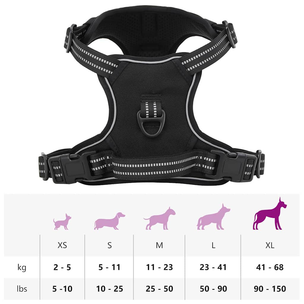 Oprsnica za pse s reflektirajućim prugama podesiva crna XL