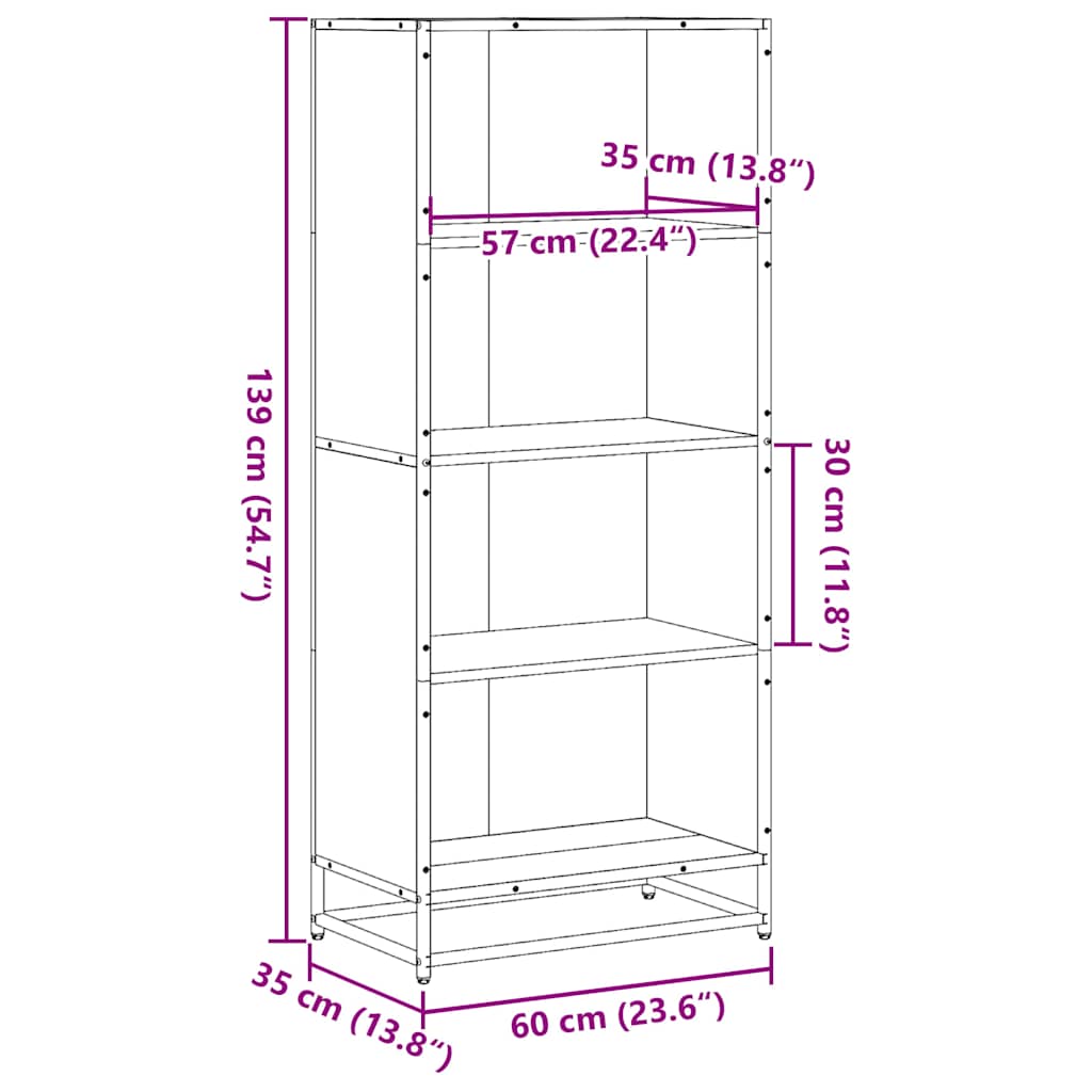 Polica za knjige sonoma hrast 60x35x139 cm konstruirano drvo