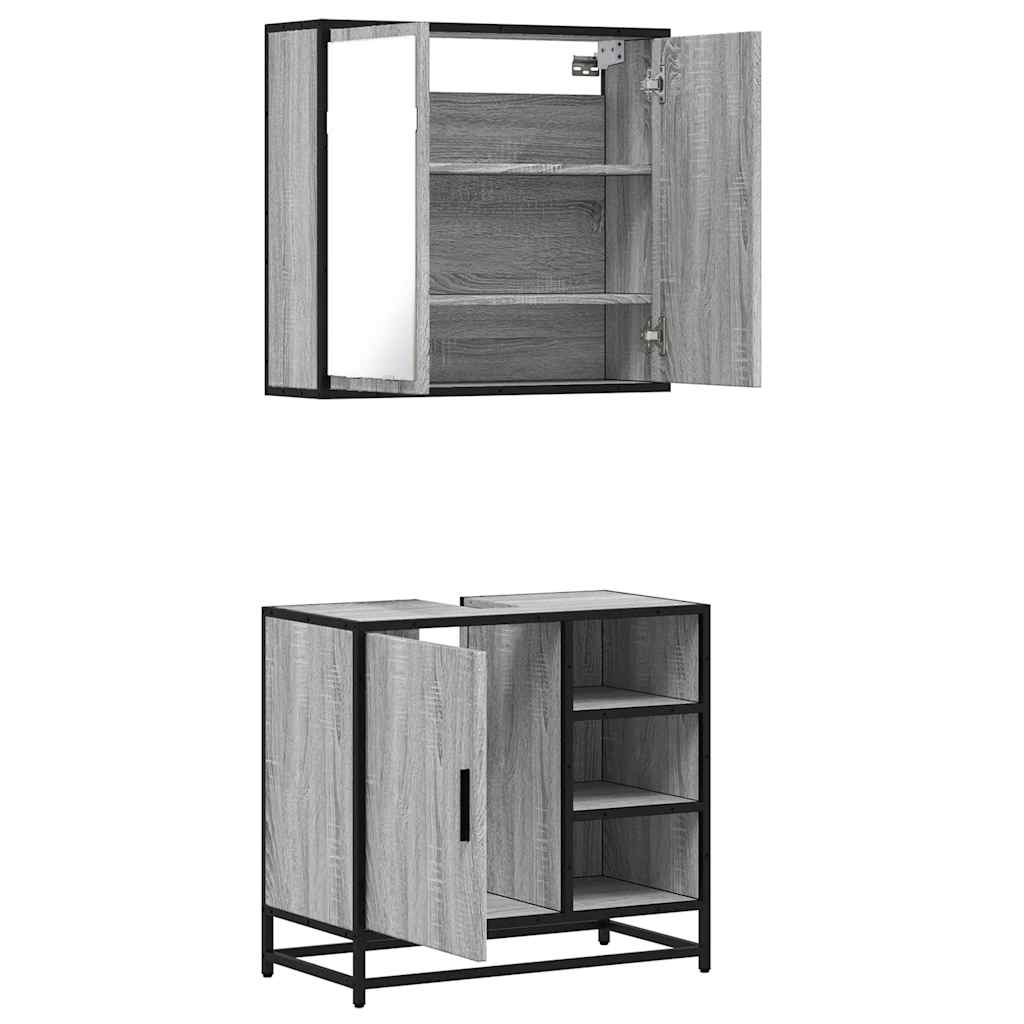 2-dijelni set kupaonskog namještaja siva boja hrasta drveni