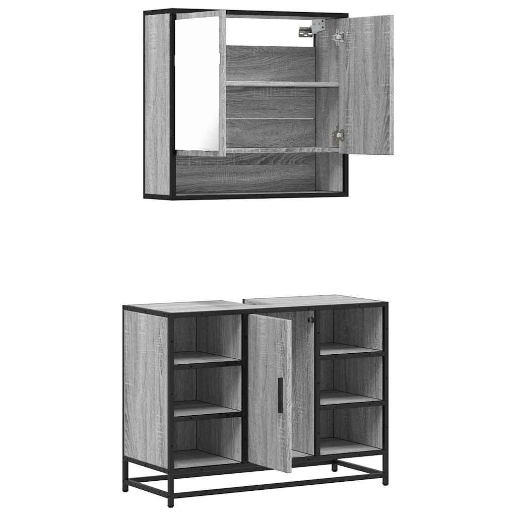 2-dijelni set kupaonskog namještaja siva boja hrasta drveni