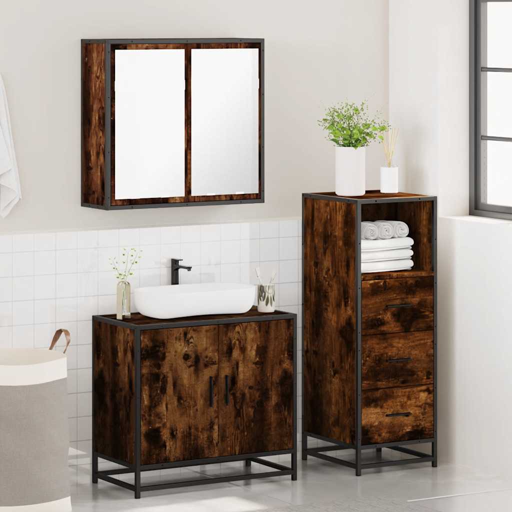 3-dijelni set kupaonskog namještaja boja hrasta drveni