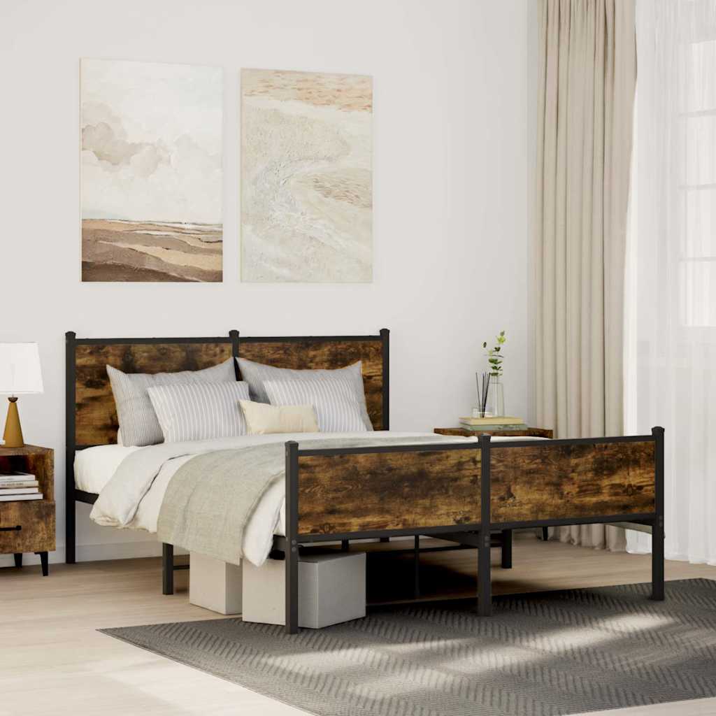 Metalni okvir kreveta bez madraca boja hrasta 150 x 200 cm