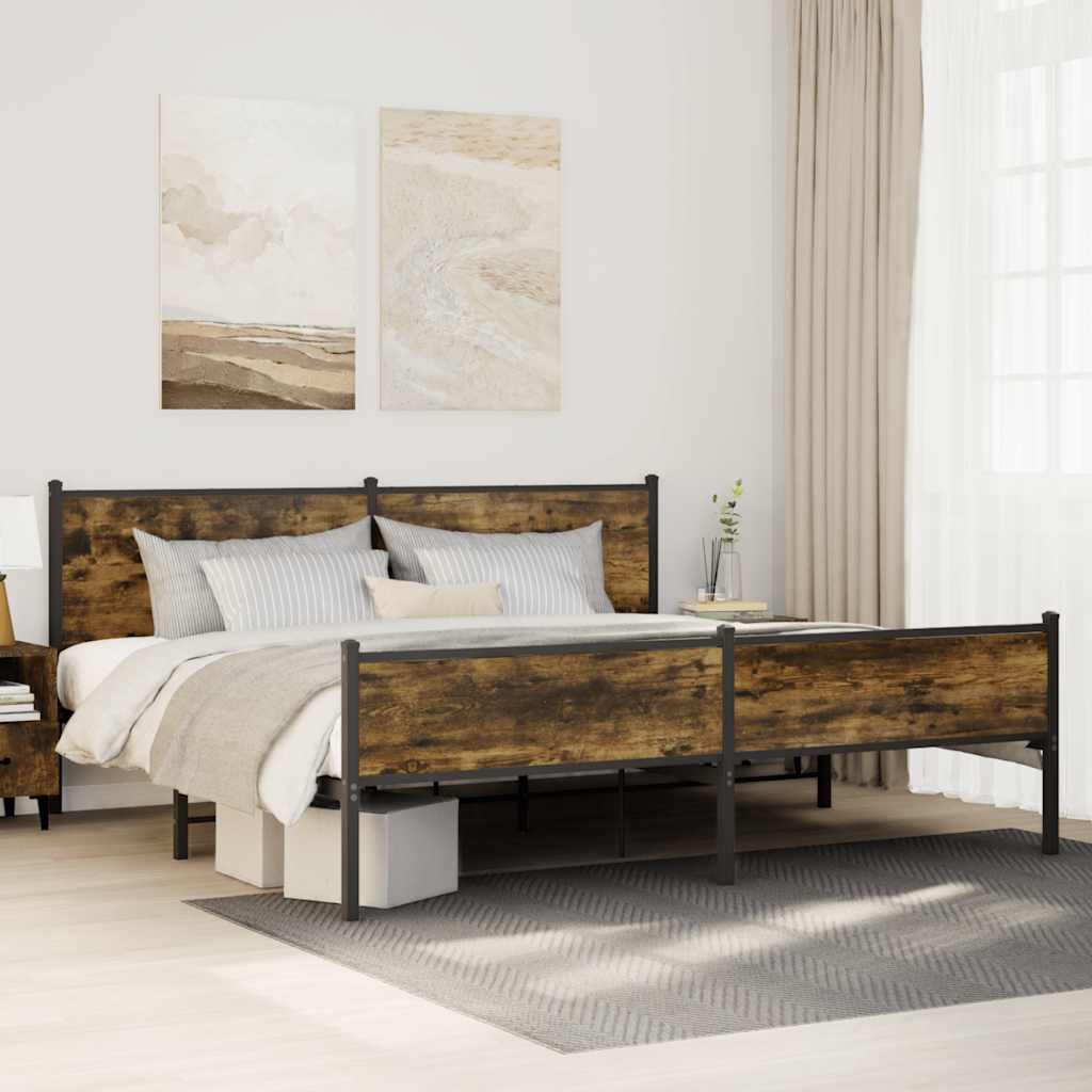 Metalni okvir kreveta bez madraca boja hrasta 193x203 cm