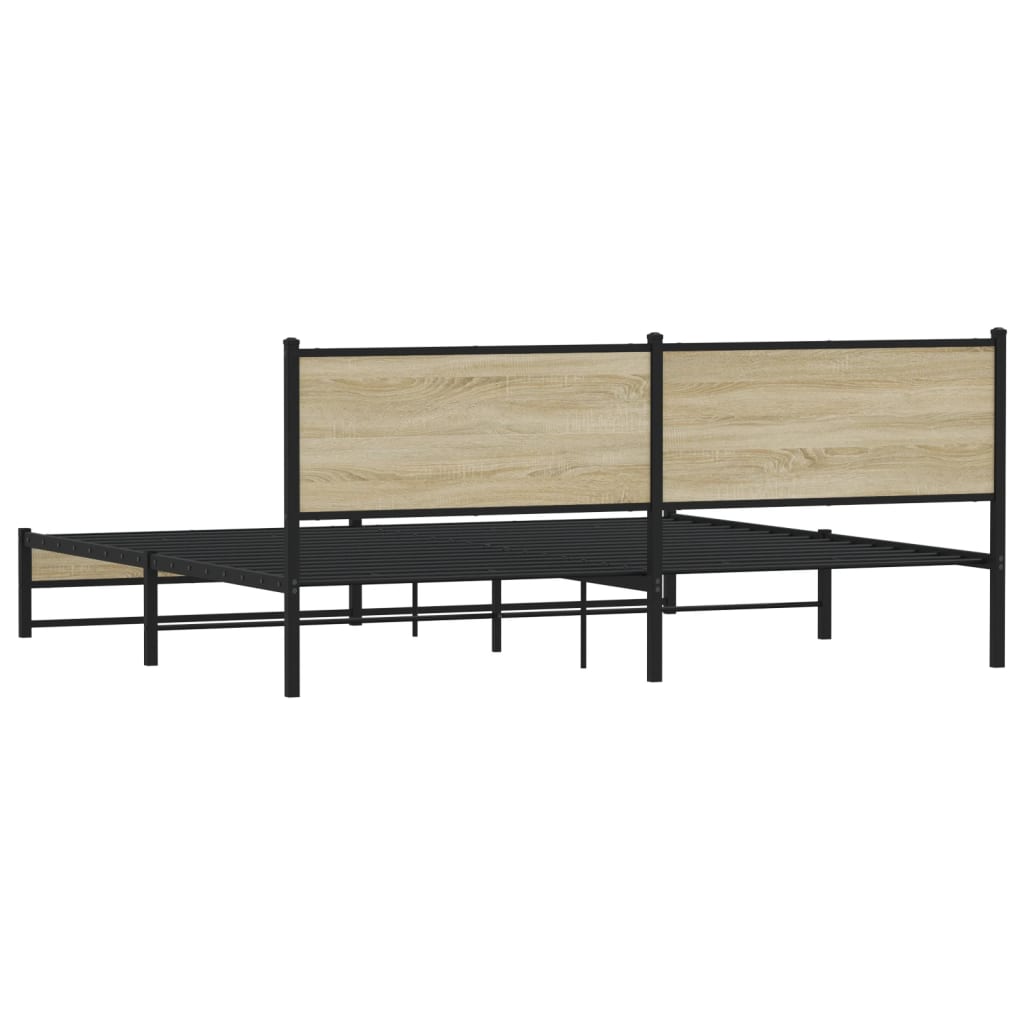 Metalni okvir kreveta bez madraca boja hrasta sonome 200x200 cm