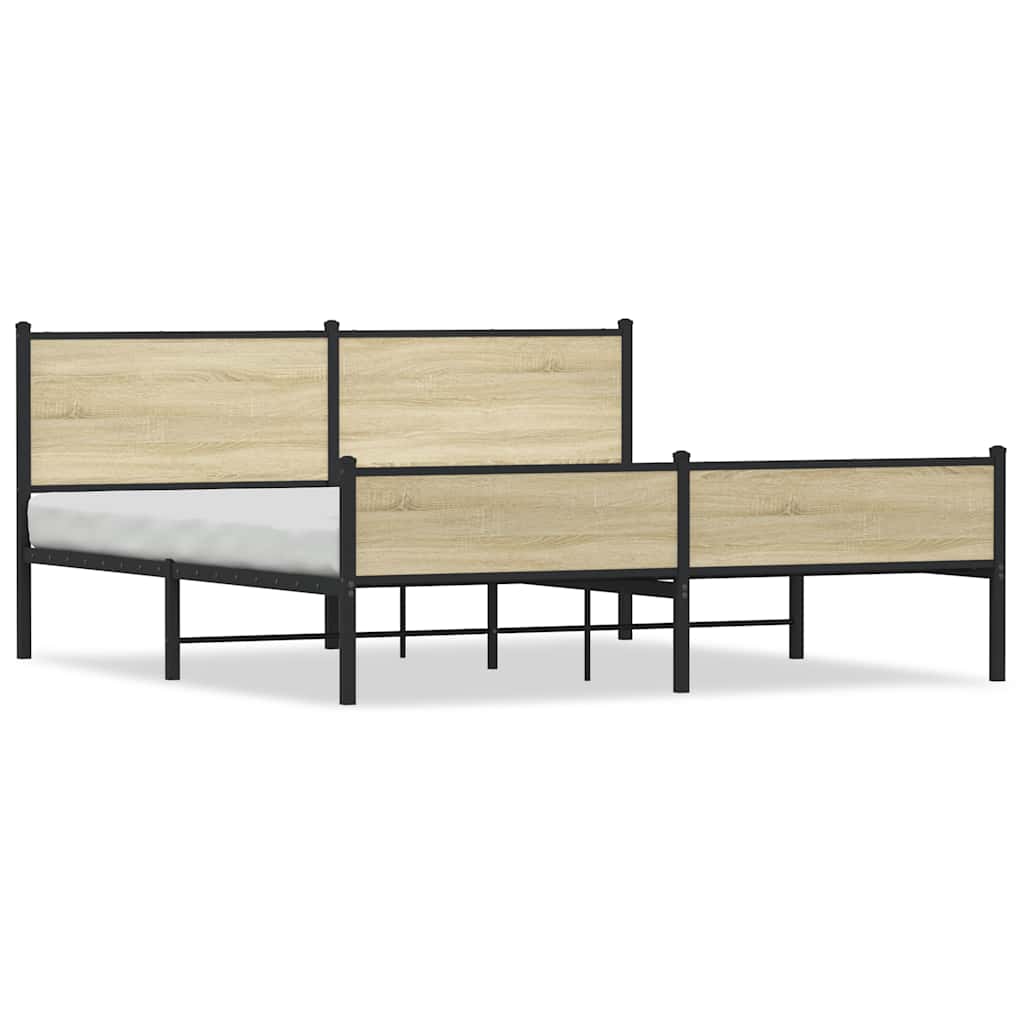 Metalni okvir kreveta bez madraca boja hrasta sonome 183x213 cm