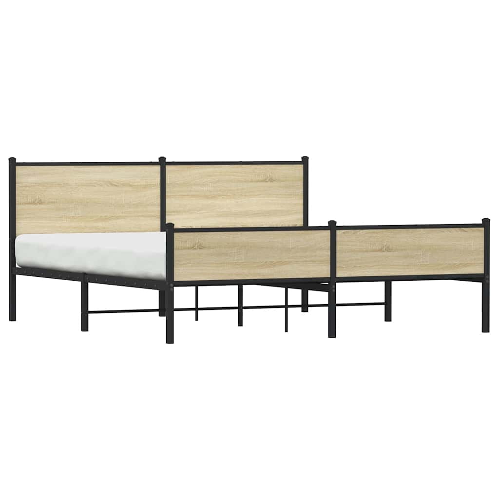 Metalni okvir kreveta bez madraca boja hrasta sonome 183x213 cm