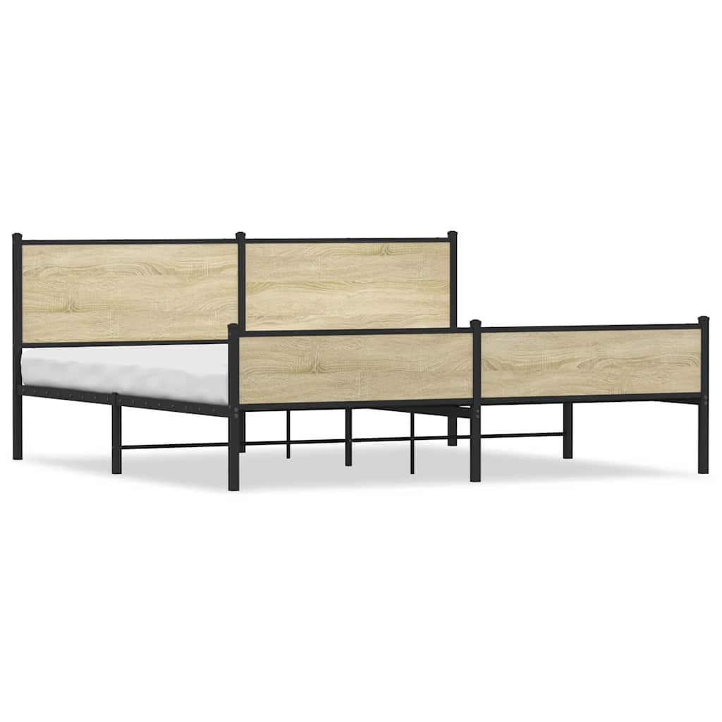 Metalni okvir kreveta bez madraca boja hrasta sonome 193x203 cm