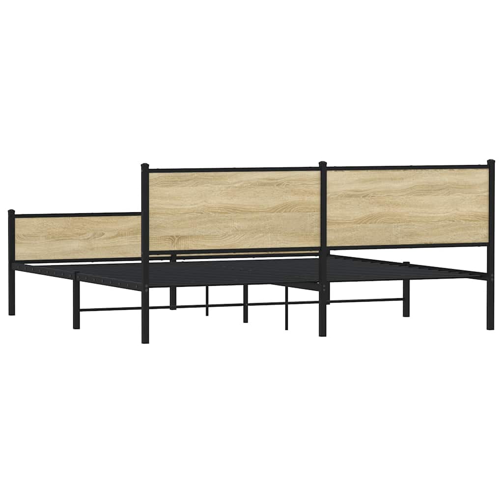 Metalni okvir kreveta bez madraca boja hrasta sonome 200x200 cm