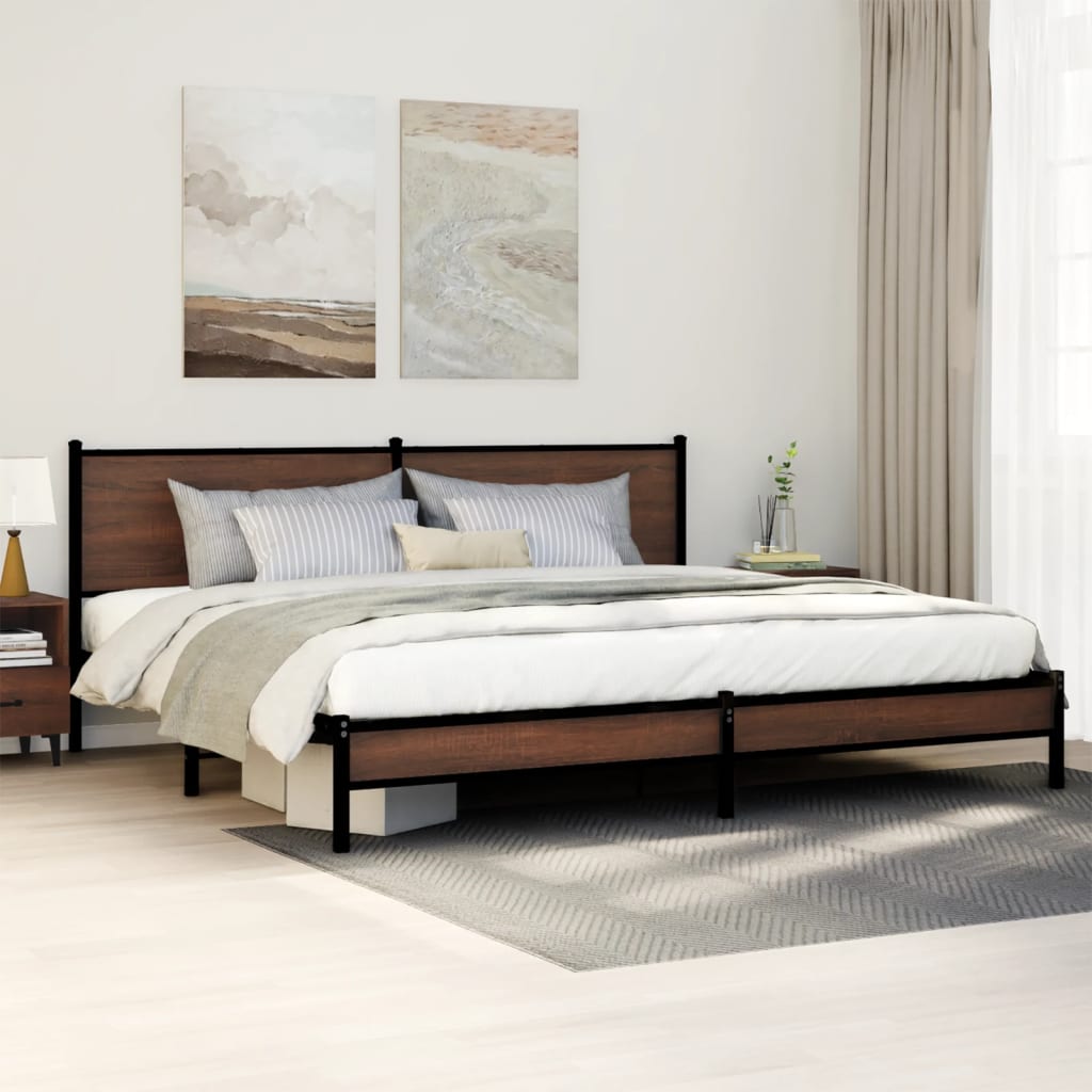 Metalni okvir kreveta bez madraca smeđa boja hrasta 193x203 cm