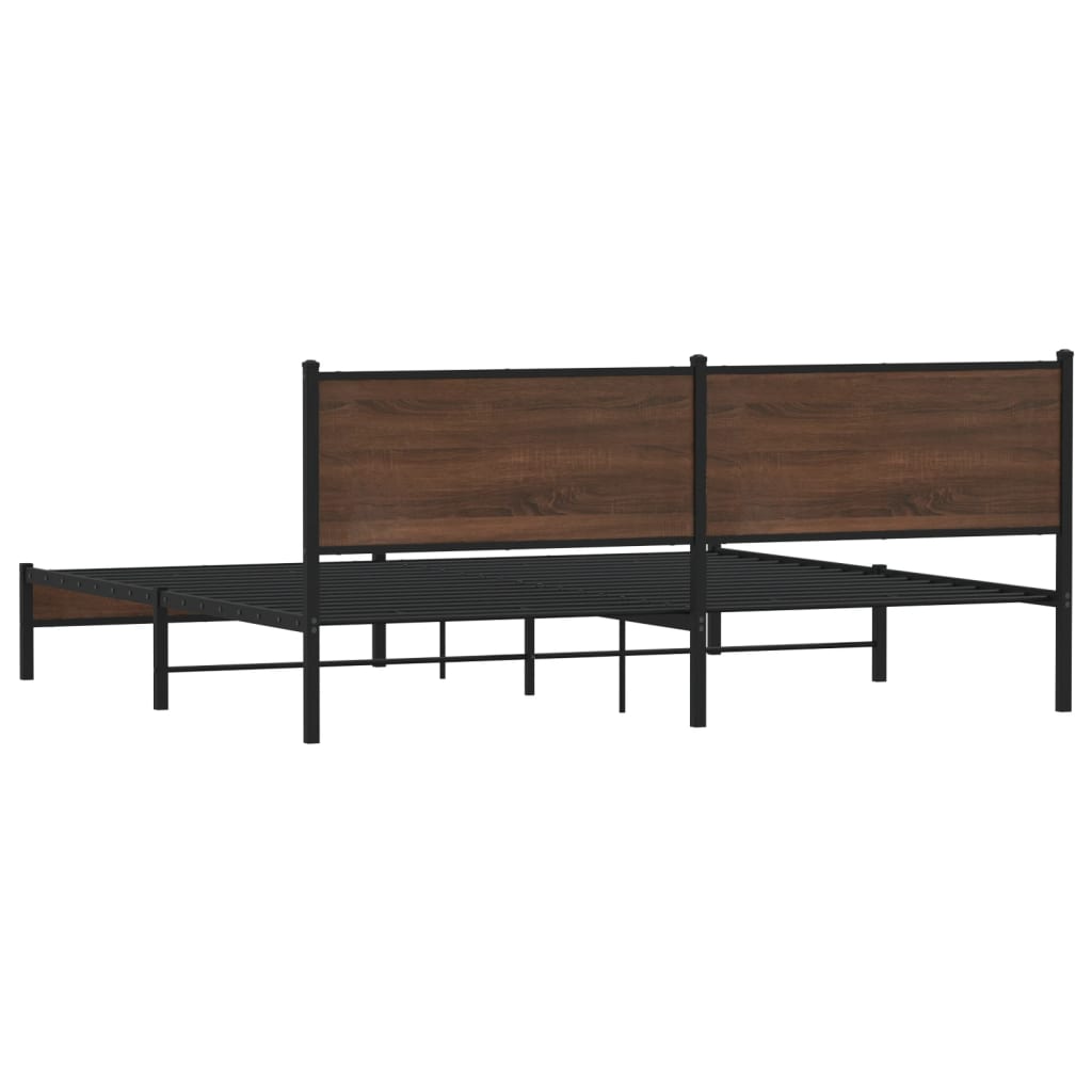 Metalni okvir kreveta bez madraca smeđa boja hrasta 200x200 cm
