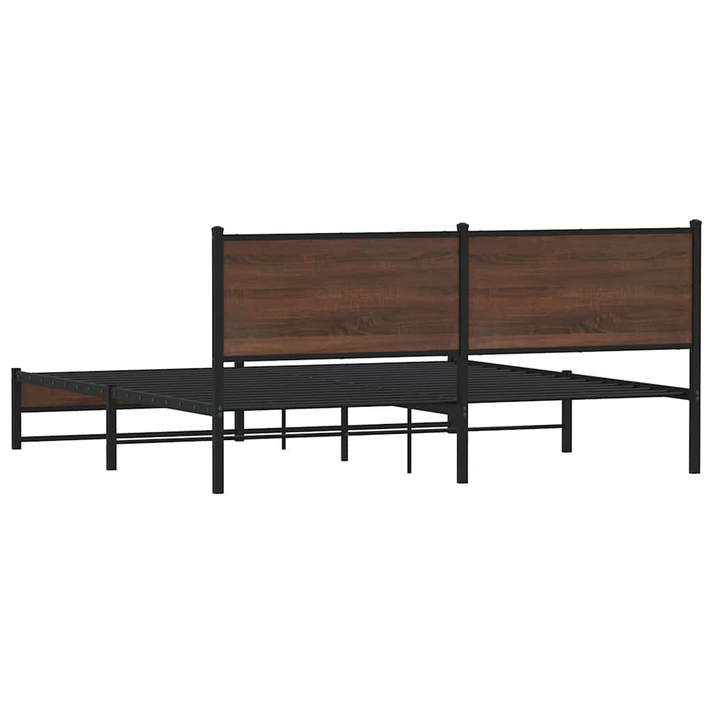 Metalni okvir kreveta bez madraca smeđa boja hrasta 180x200 cm