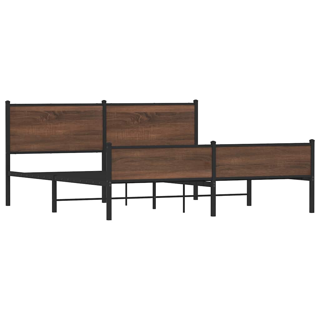 Metalni okvir kreveta bez madraca smeđa boja hrasta 160x200 cm