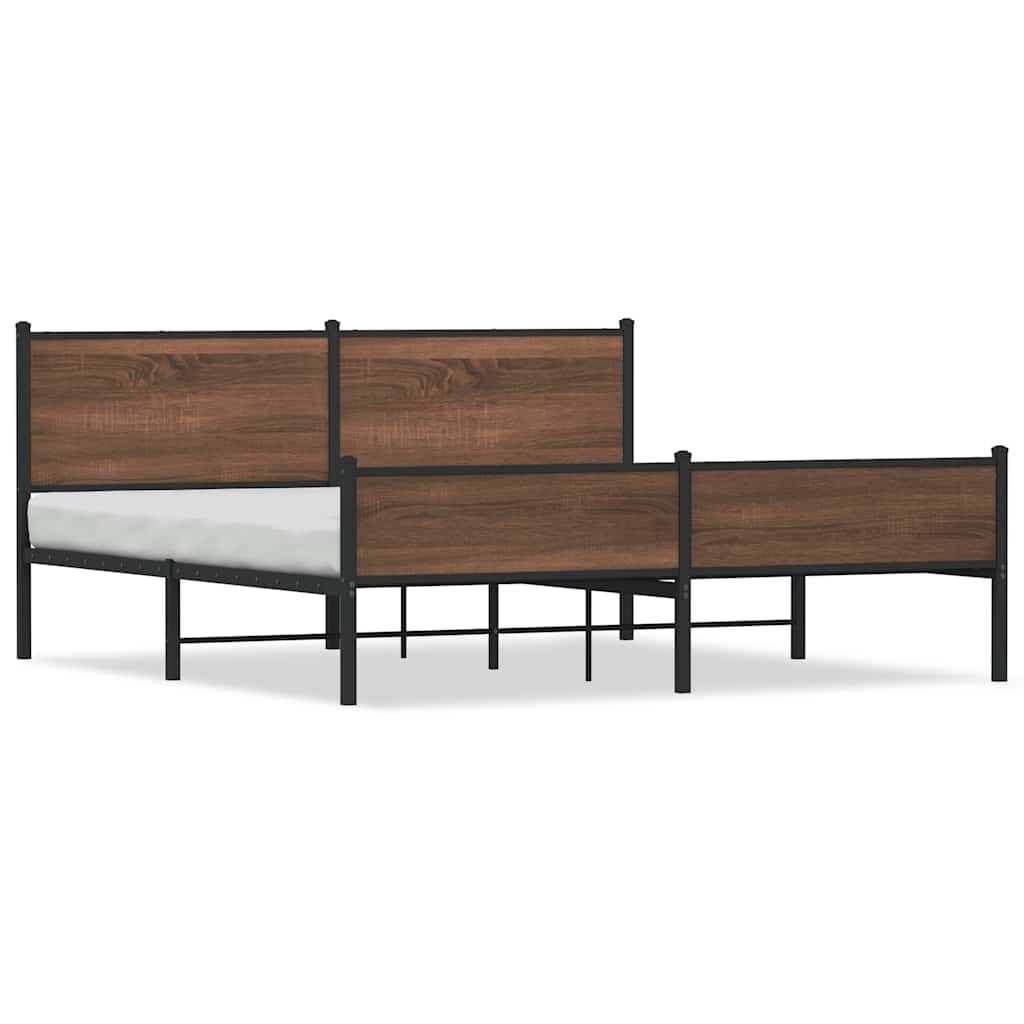 Metalni okvir kreveta bez madraca smeđa boja hrasta 183x213 cm