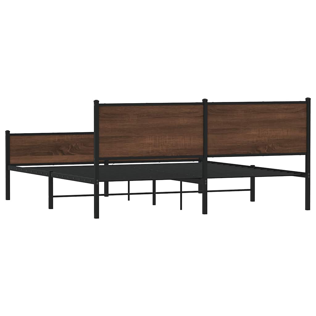 Metalni okvir kreveta bez madraca smeđa boja hrasta 183x213 cm