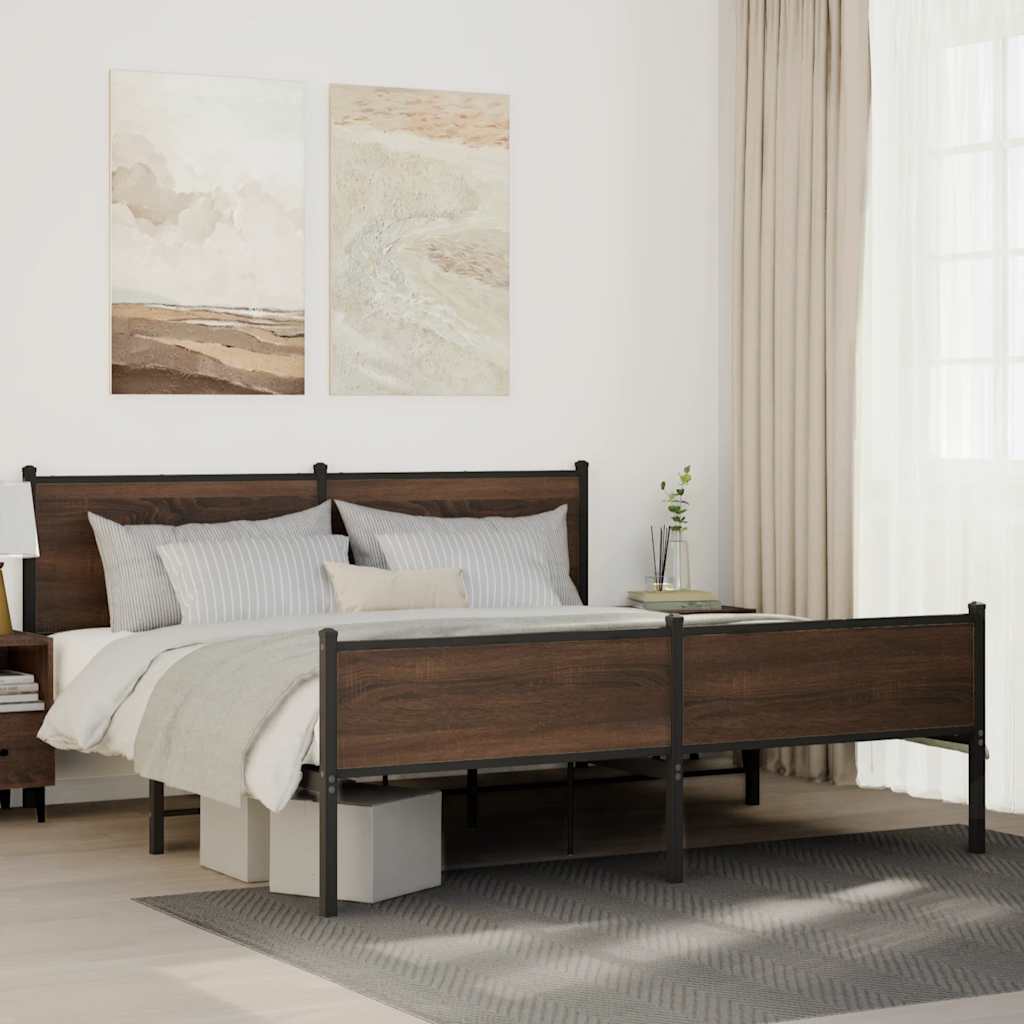 Metalni okvir kreveta bez madraca smeđa boja hrasta 183x213 cm