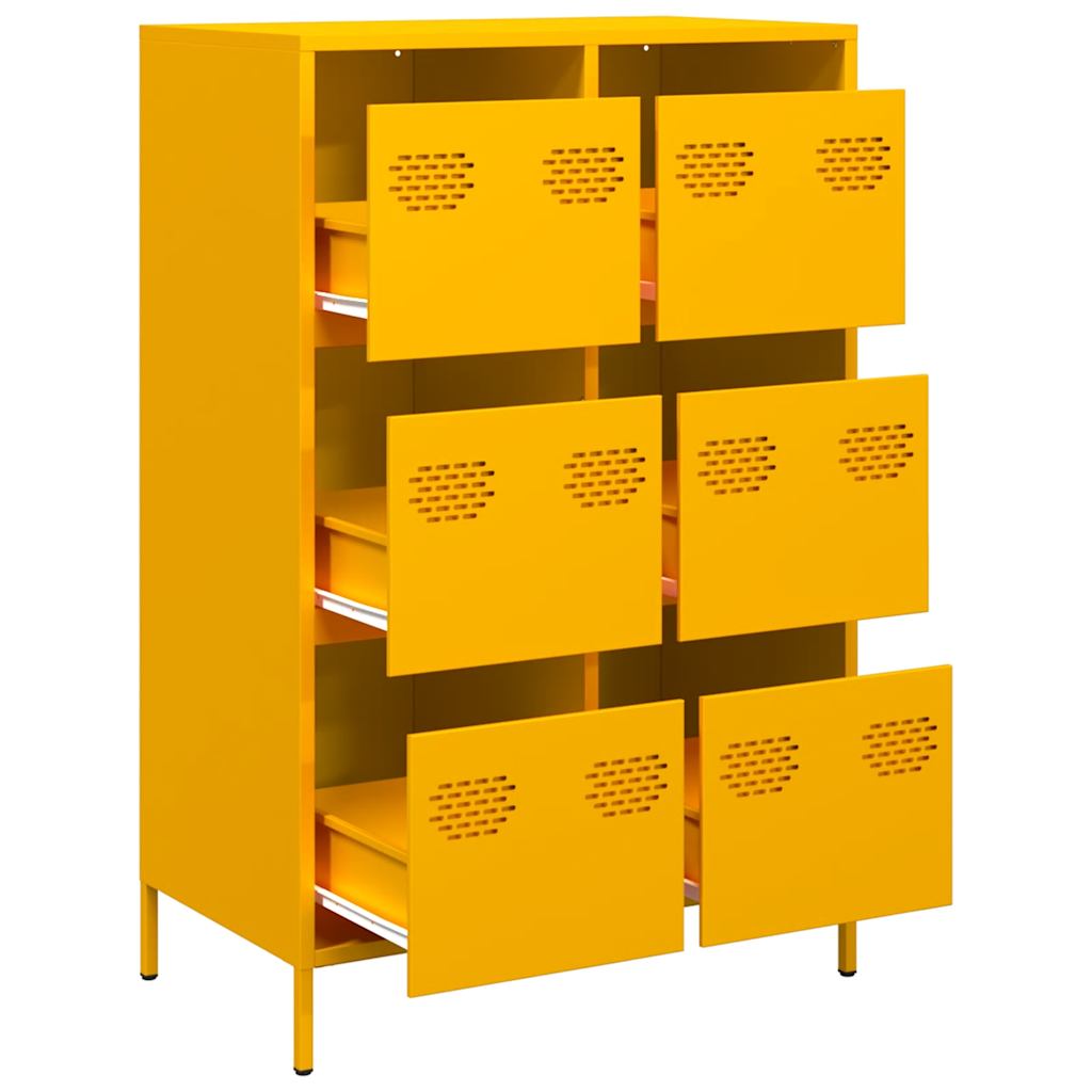 Visoka komoda boja senfa 68x39x101,5 cm od čelika