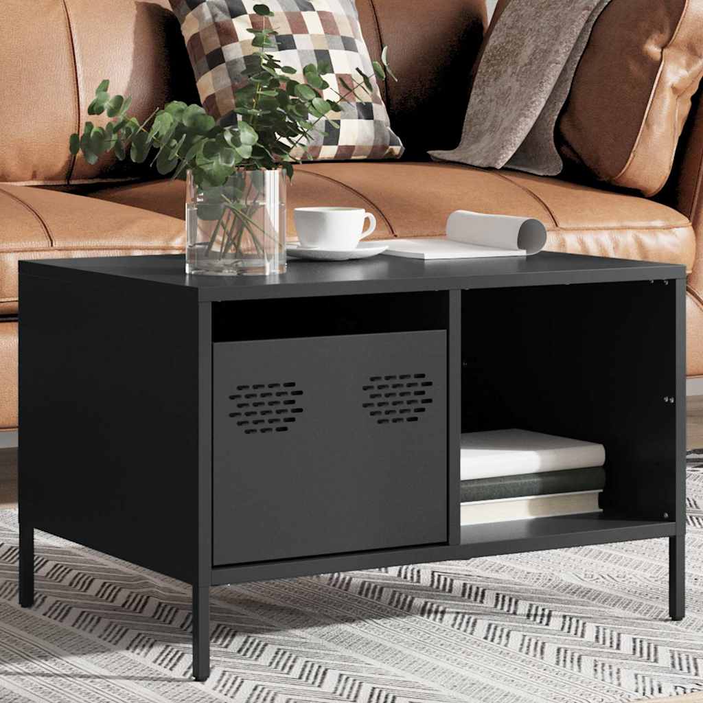 Stolić za kavu crni 68,5x50x43,5 cm od hladno valjanog čelika