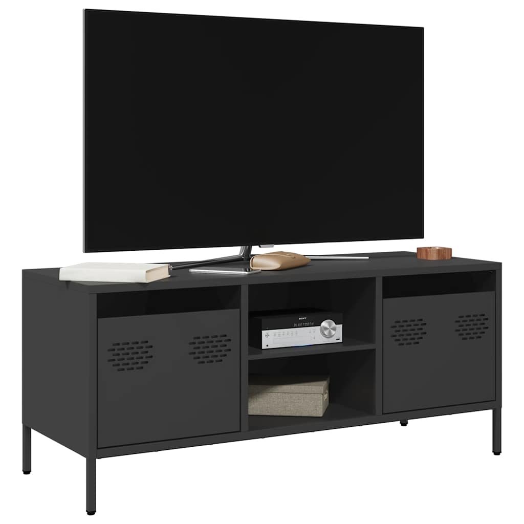 TV ormarić crni 101,5x39x43,5 cm hladno valjani čelik