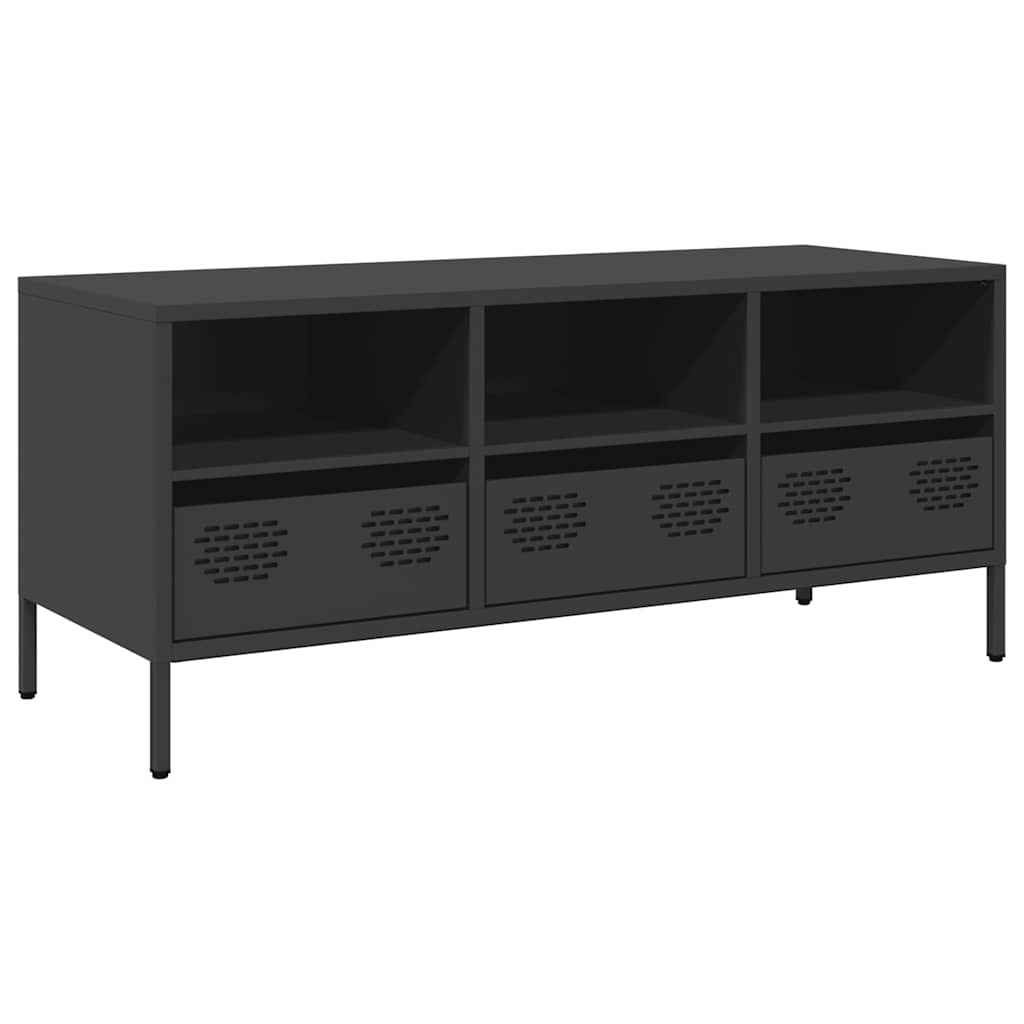 TV ormarić crni 101,5x39x43,5 cm hladno valjani čelik