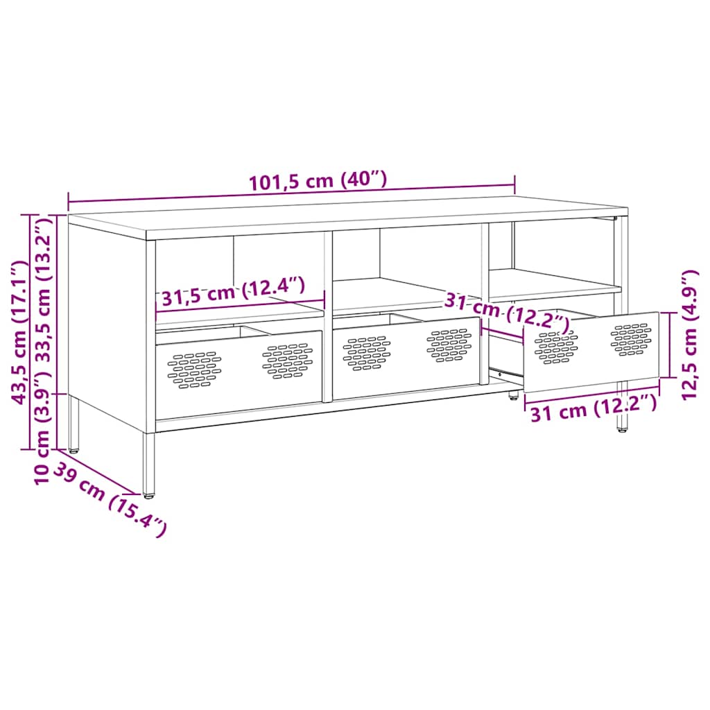 TV ormarić crni 101,5x39x43,5 cm hladno valjani čelik