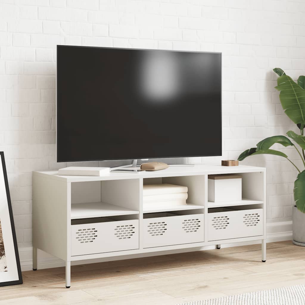 TV ormarić bijeli 101,5x39x43,5 cm hladno valjani čelik Bijela