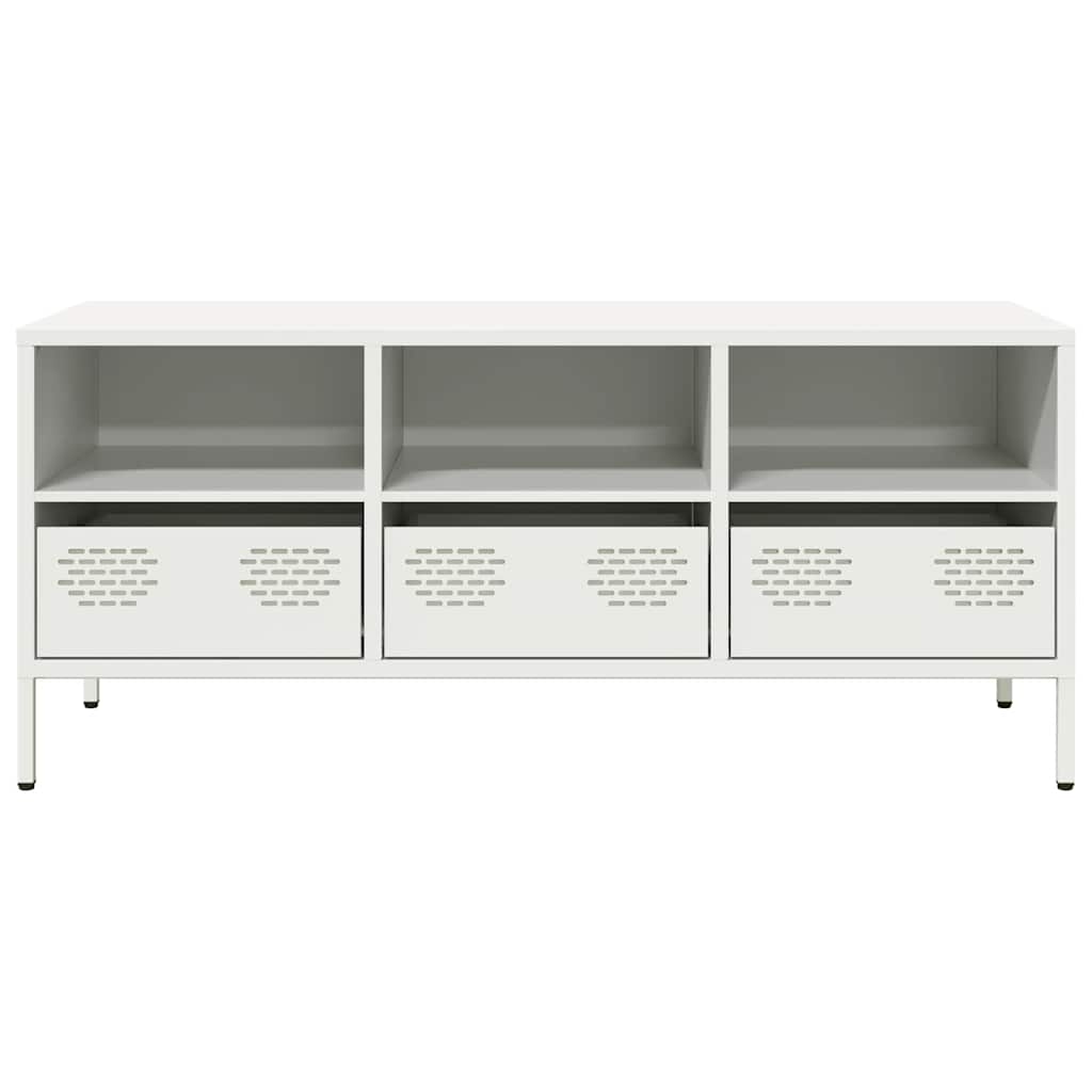 TV ormarić bijeli 101,5x39x43,5 cm hladno valjani čelik Bijela