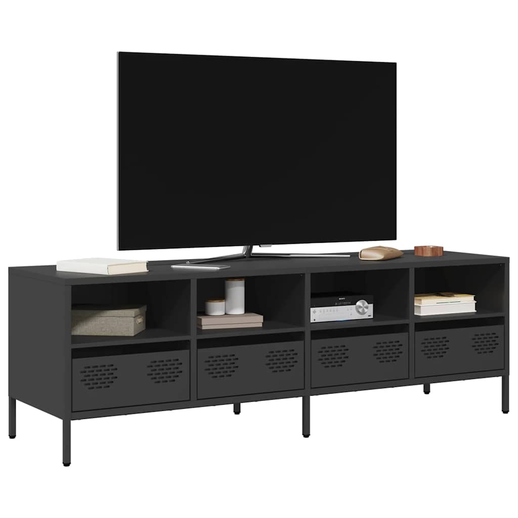 TV ormarić crni 135x39x43,5 cm hladno valjani čelik