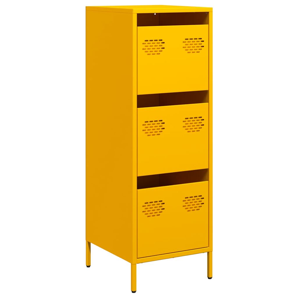 Visoka komoda boja senfa 39x35x103,5 cm čelična