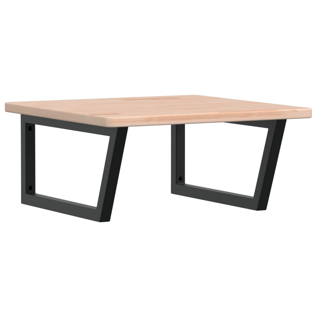 Zidna polica za umivaonik od čelika i masivne hrastovine Smeđa 60 x 60 x 2.5 cm