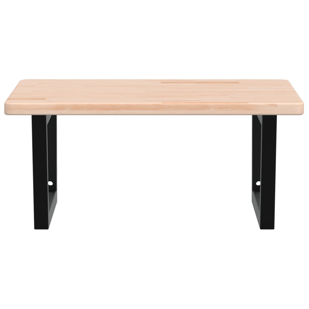 Zidna polica za umivaonik od čelika i masivne hrastovine Smeđa 60 x 60 x 2.5 cm