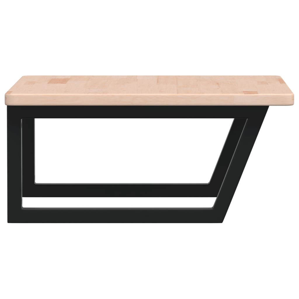 Zidna polica za umivaonik od čelika i masivne hrastovine Smeđa 60 x 60 x 2.5 cm