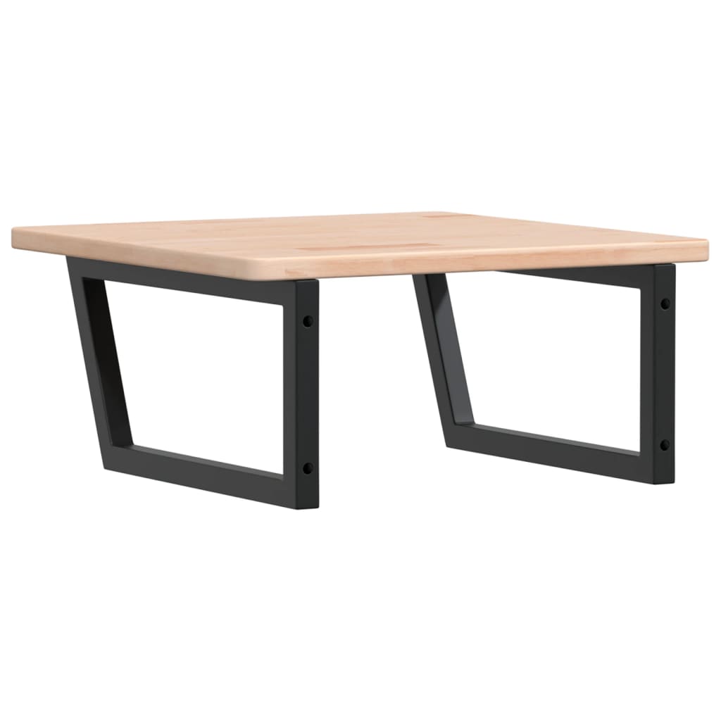 Zidna polica za umivaonik od čelika i masivne hrastovine Smeđa 60 x 60 x 2.5 cm