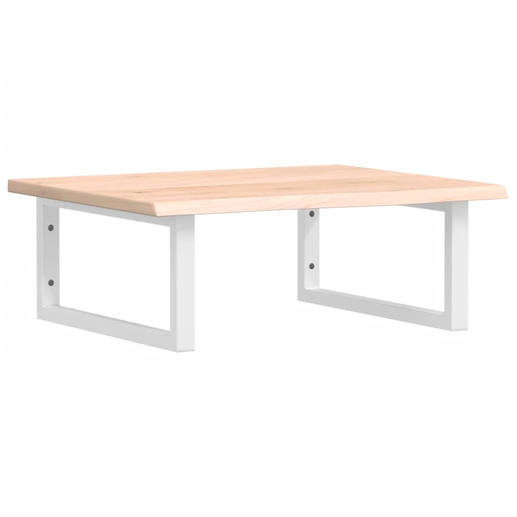 Zidna polica za umivaonik od čelika i masivne hrastovine Smeđa 60 x 50 x 2 cm