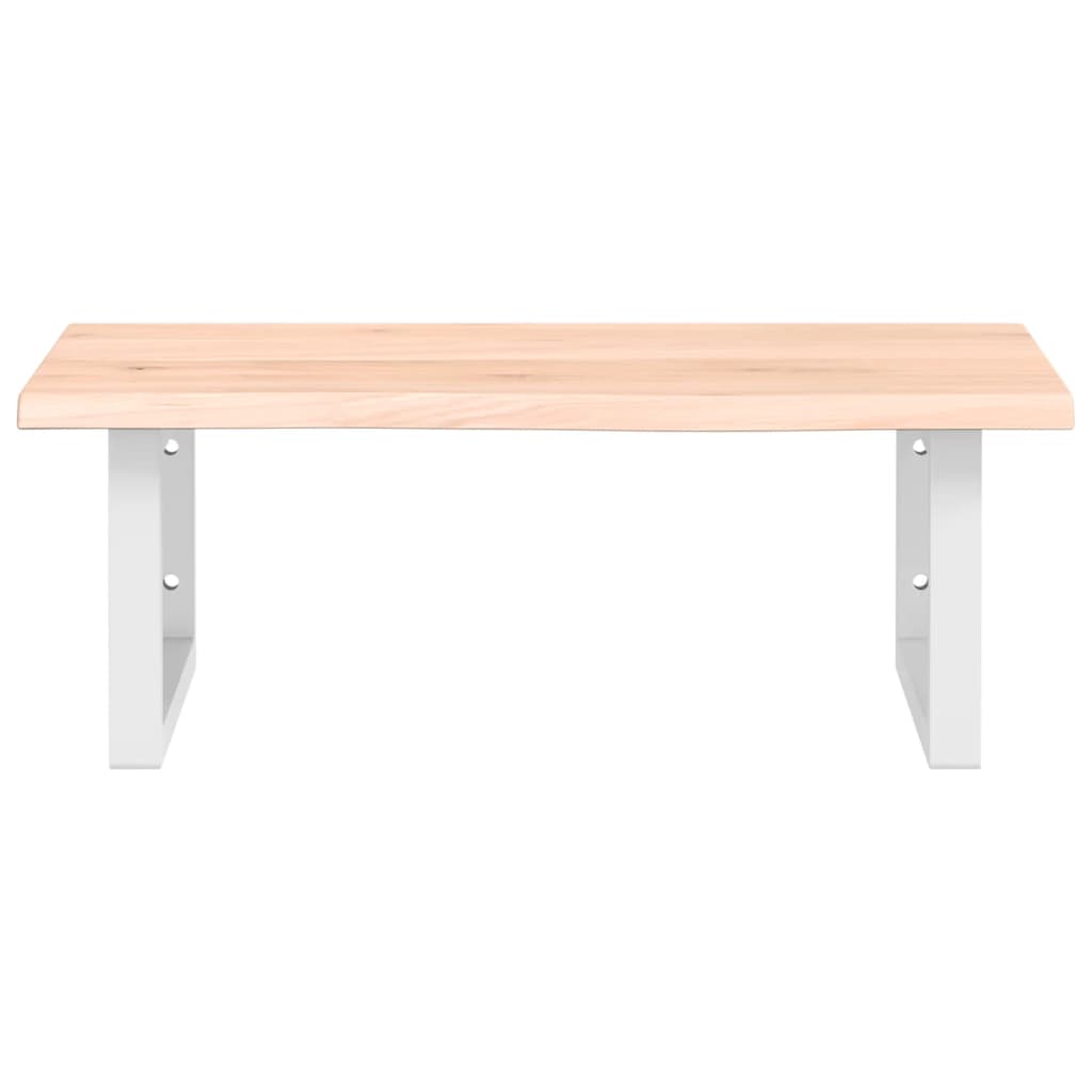 Zidna polica za umivaonik od čelika i masivne hrastovine Smeđa 60 x 50 x 2 cm