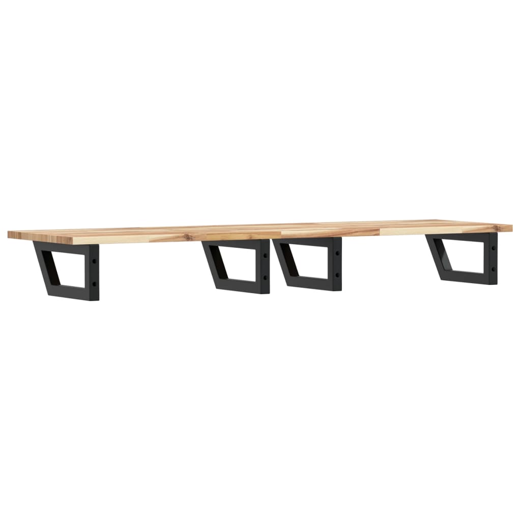 Zidna polica za umivaonik od čelika i masivnog bagremovog drva Smeđa 120 x 40 x 2 cm