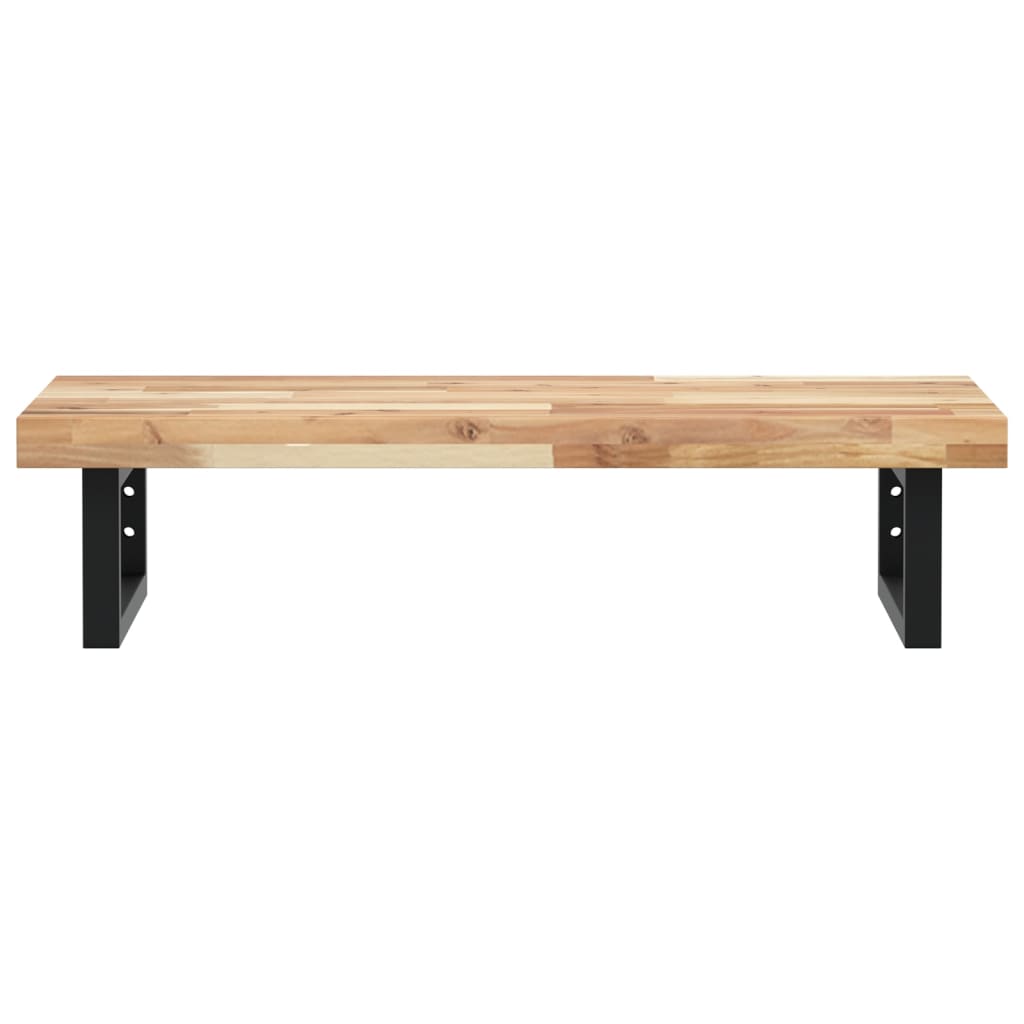 Zidna polica za umivaonik od čelika i masivnog bagremovog drva Smeđa 100 x 40 x 4 cm