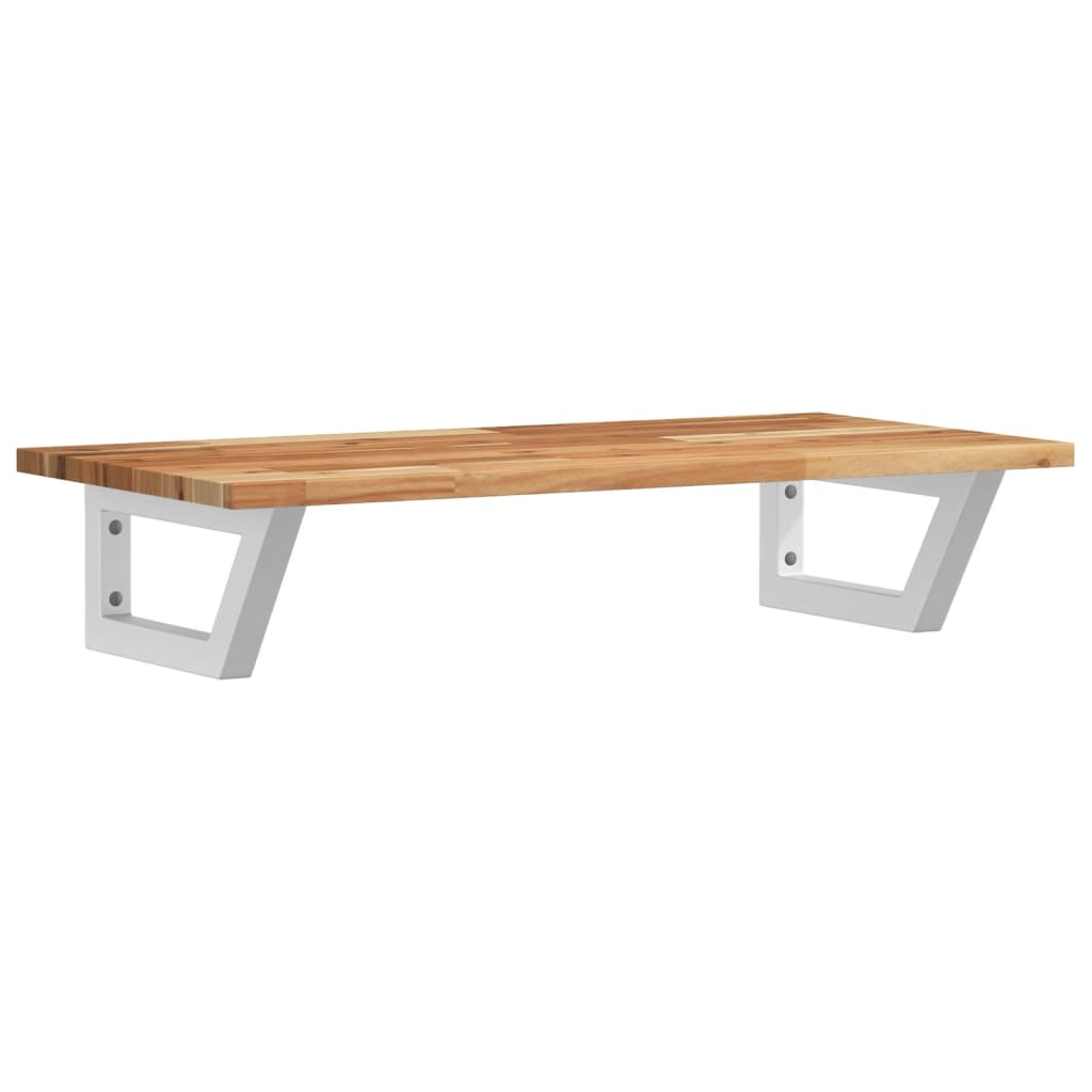 Zidna polica za umivaonik od čelika i masivnog bagremovog drva Smeđa 100 x 40 x 2 cm