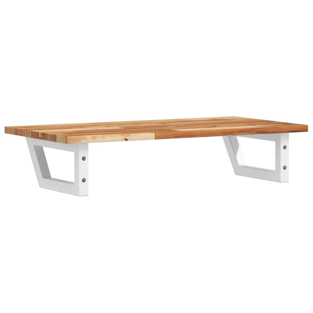 Zidna polica za umivaonik od čelika i masivnog bagremovog drva Smeđa 100 x 40 x 2 cm