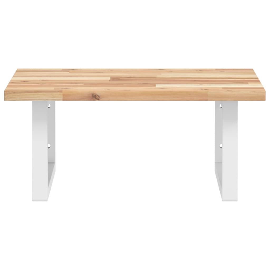 Zidna polica za umivaonik od čelika i masivnog bagremovog drva Smeđa 50 x 50 x 2 cm